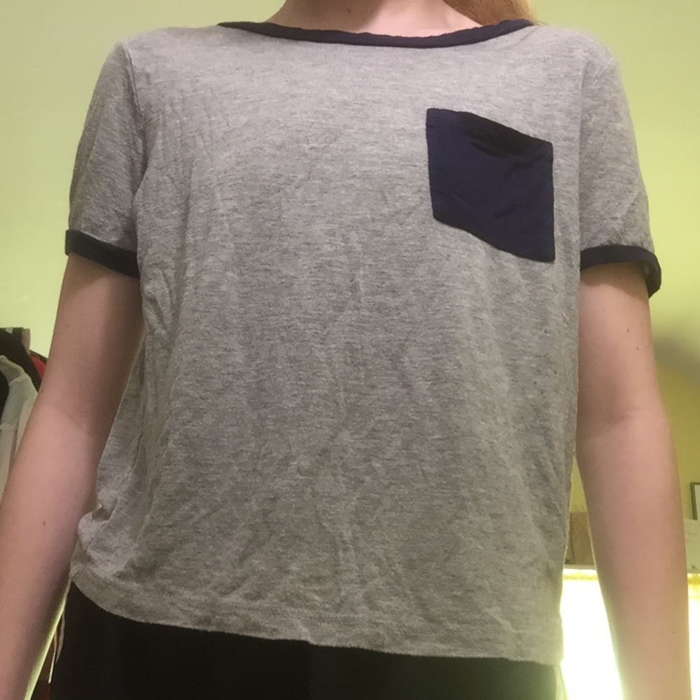 Grey with Navy Blue lining Top